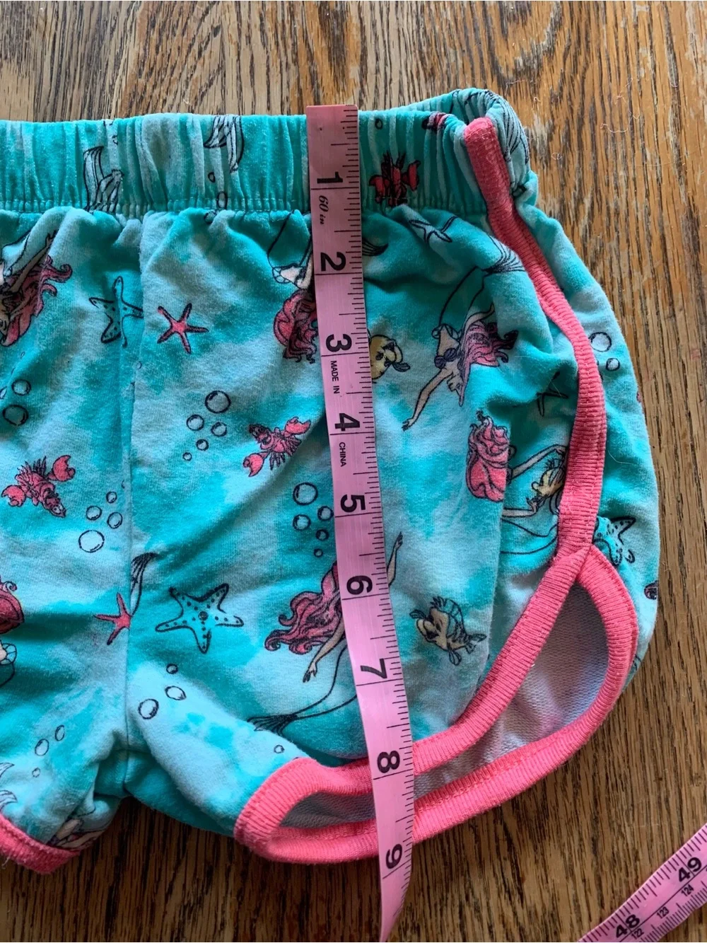 Disney Princess Cotton Little Mermaid Shorts Sebastian Flounder Tie Dye Teal